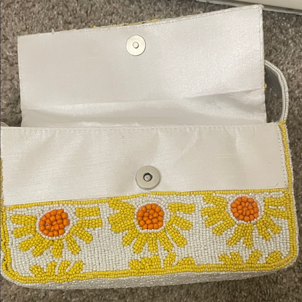 Sol & Mer Yellow Floral Beaded Shoulder Bag - Picture 8 of 11